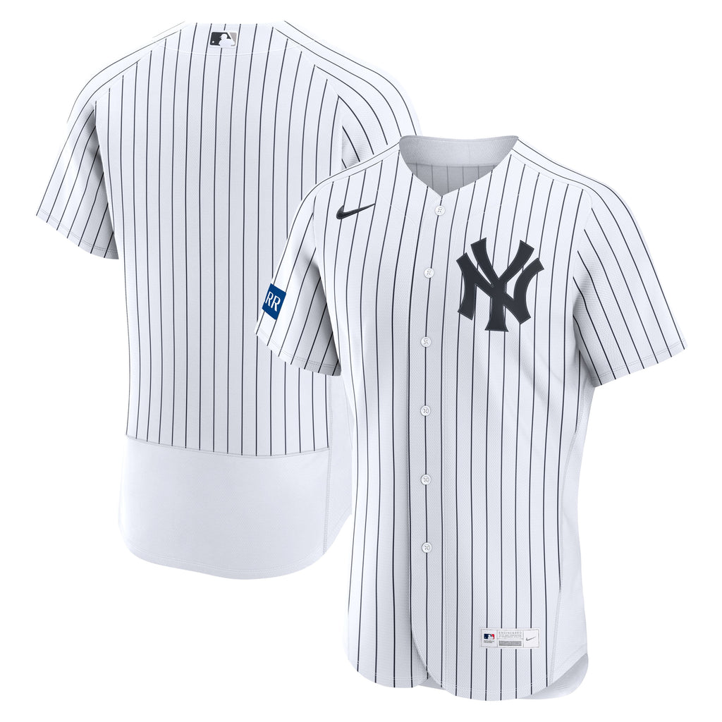 Men's New York Yankees Nike White Home Sponsor Patch Authentic Jersey