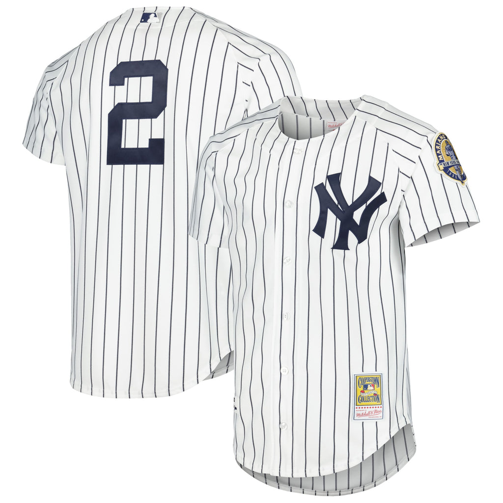 Men's New York Yankees Derek Jeter Mitchell & Ness White Cooperstown Collection Authentic Jersey