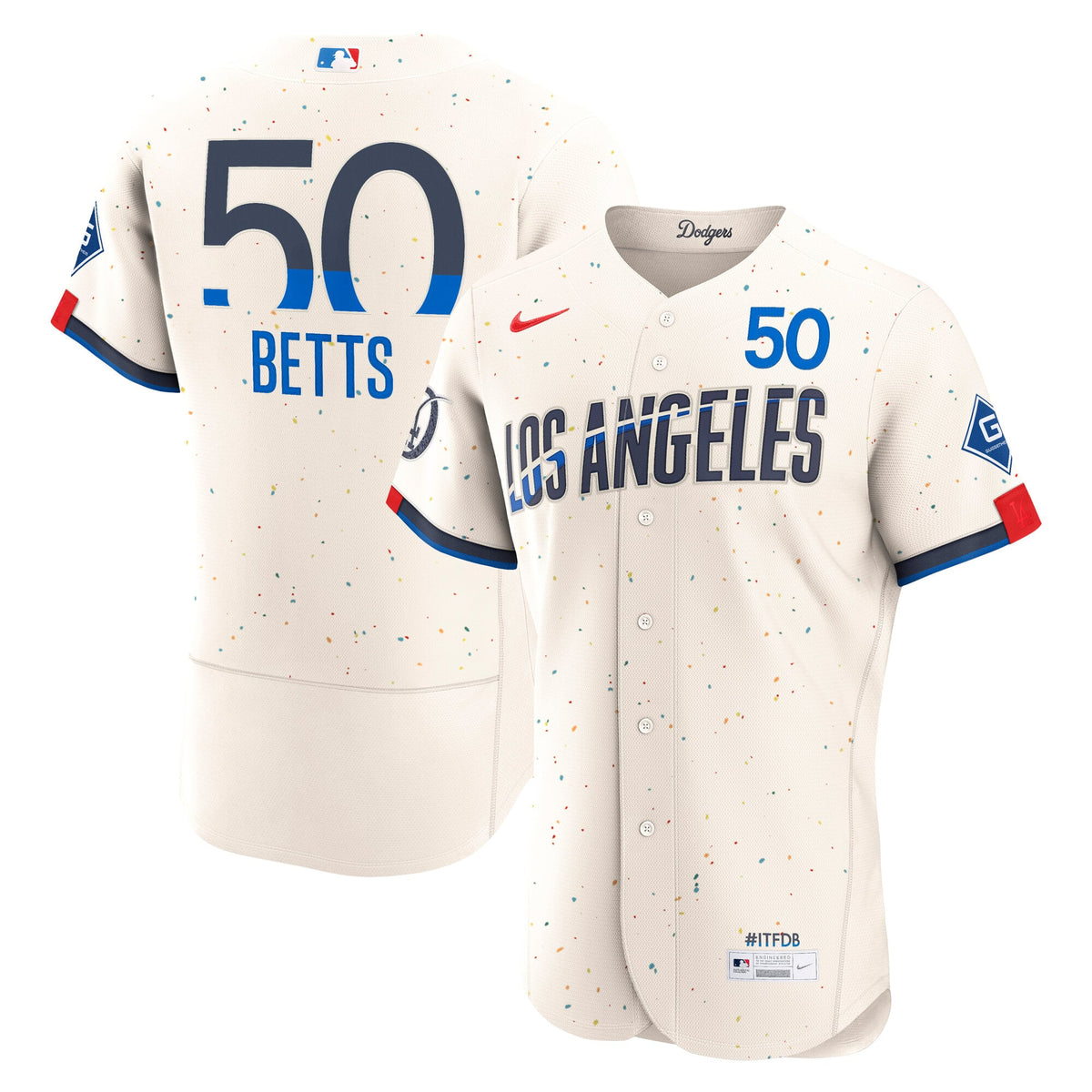 Men's Los Angeles Dodgers Mookie Betts Nike Cream City Connect Authentic Sponsor Patch Jersey