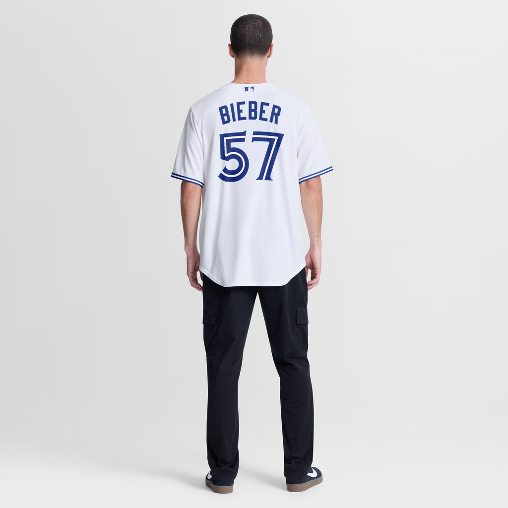 Men's Toronto Blue Jays Shane Bieber Nike White Home Replica Jersey
