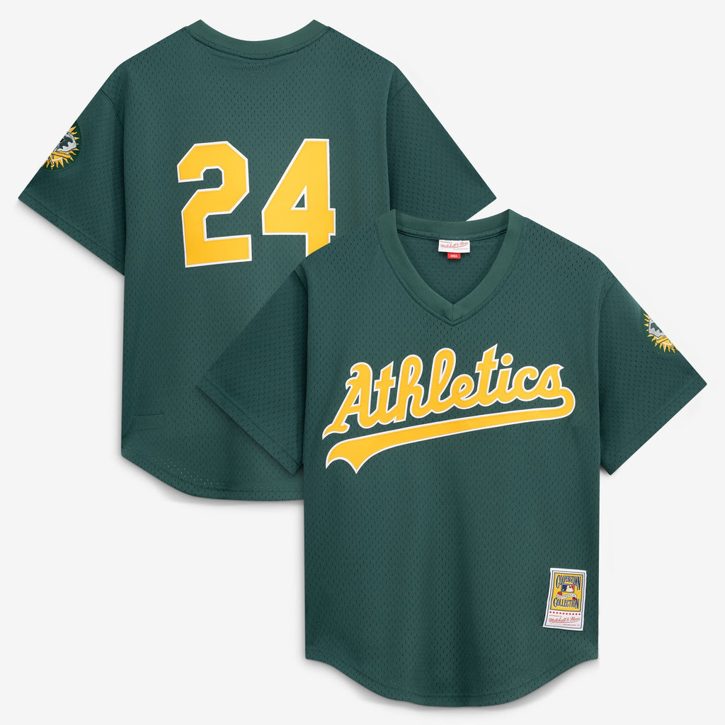 Men's Athletics Rickey Henderson Mitchell & Ness Green Authentic Batting Practice Jersey