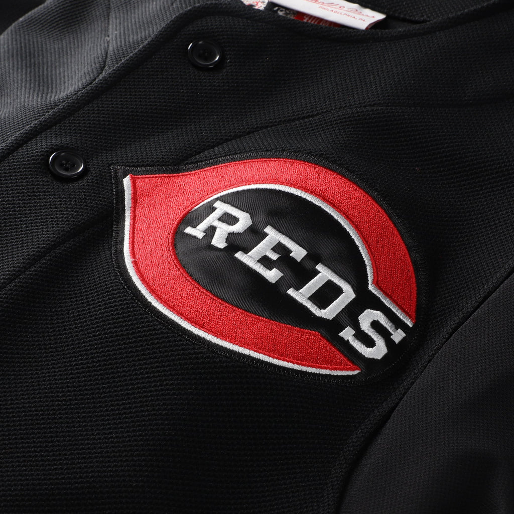 Men's Cincinnati Reds Ken Griffey Jr. Mitchell & Ness Black Cooperstown Collection Authentic Mesh Batting Practice Jersey