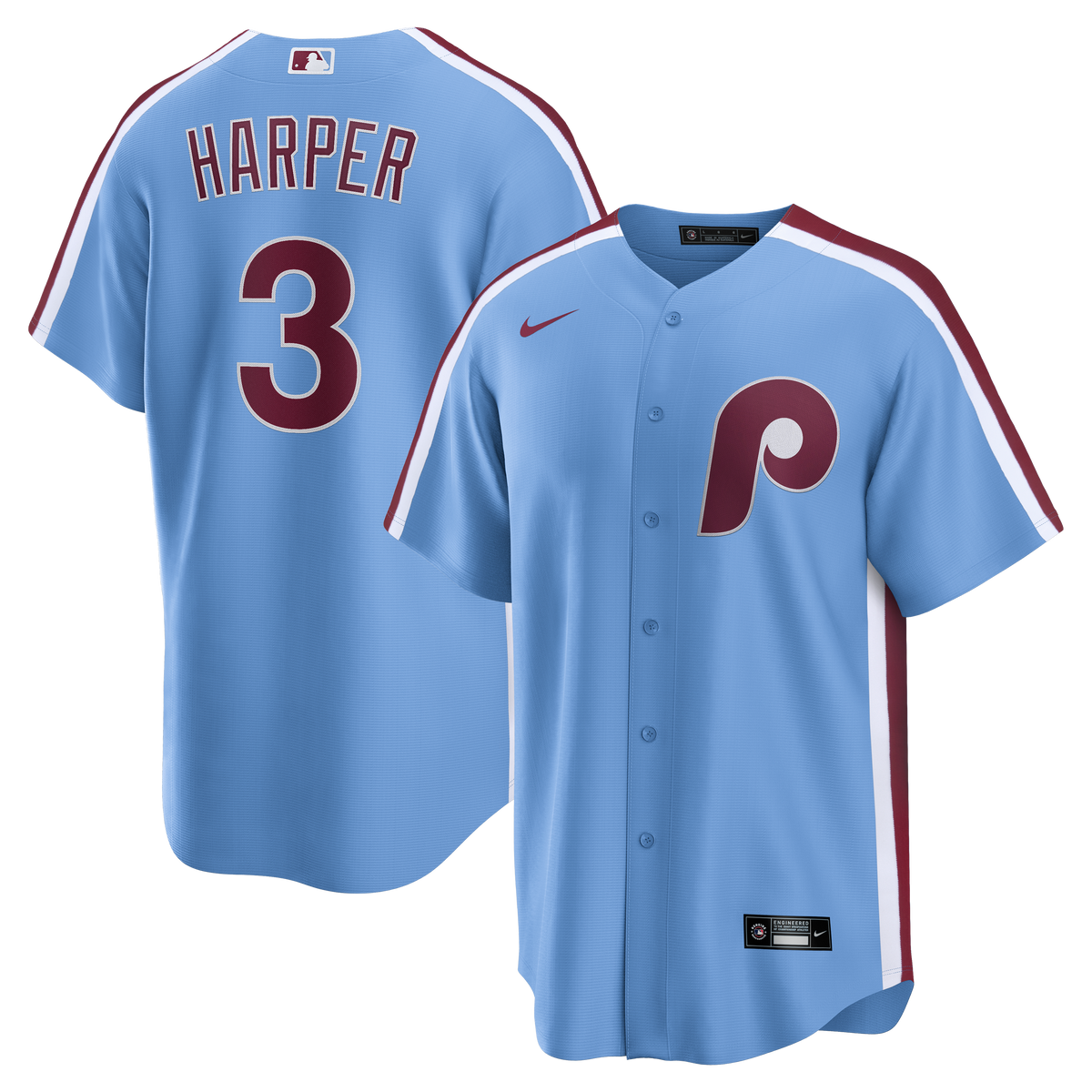 Men's Philadelphia Phillies Bryce Harper Nike Light Blue Alternate Replica Jersey