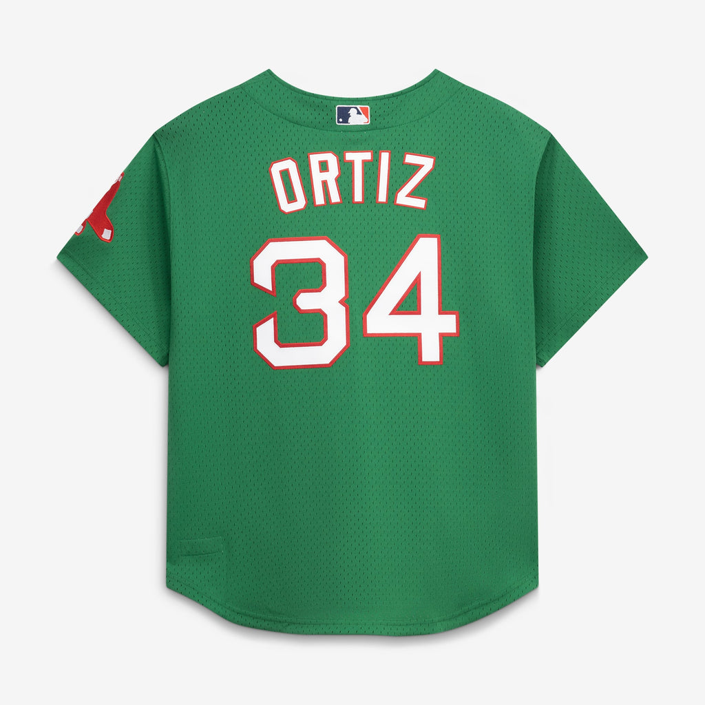 Men's Boston Red Sox David Ortiz Mitchell & Ness Red Cooperstown Collection Mesh Batting Practice Button-Up Jersey