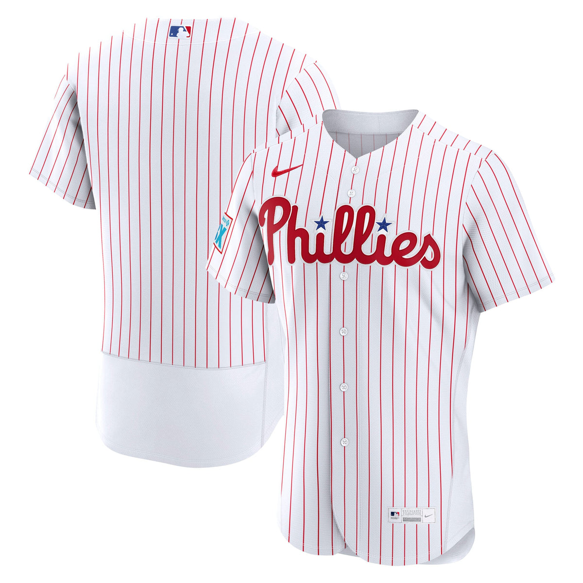 Men's Philadelphia Phillies Nike Light Blue Alternate Sponsor Patch Authentic Jersey
