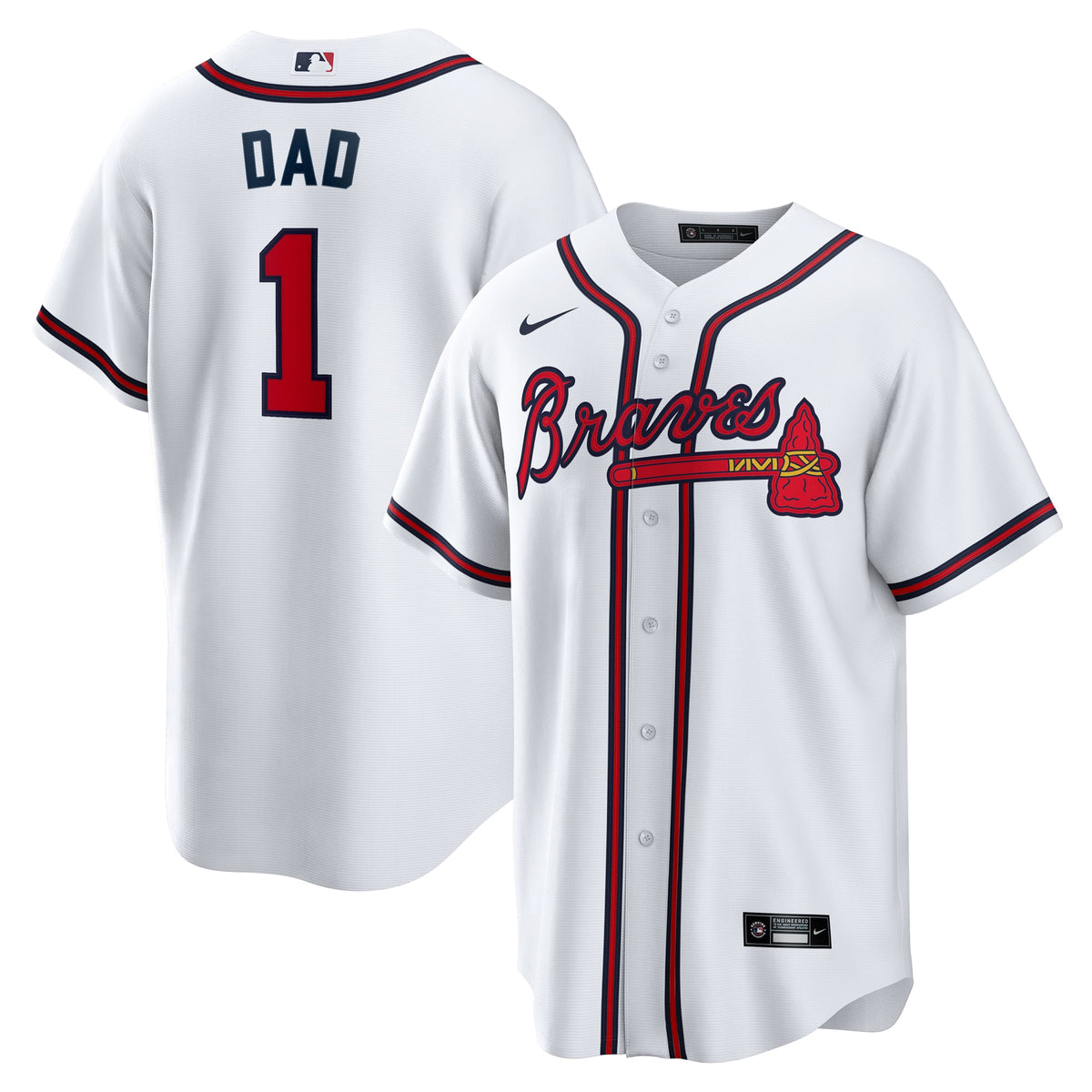 Men's Atlanta Braves  Nike White #1 Dad Home Replica Jersey