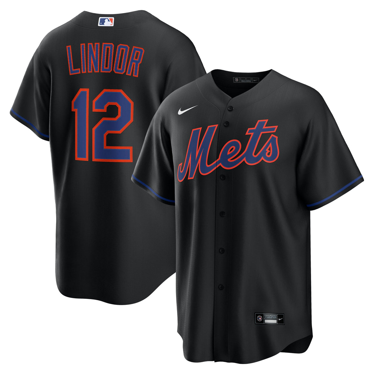 Men's  New York Mets Francisco Lindor Nike Black Alternate Replica Jersey