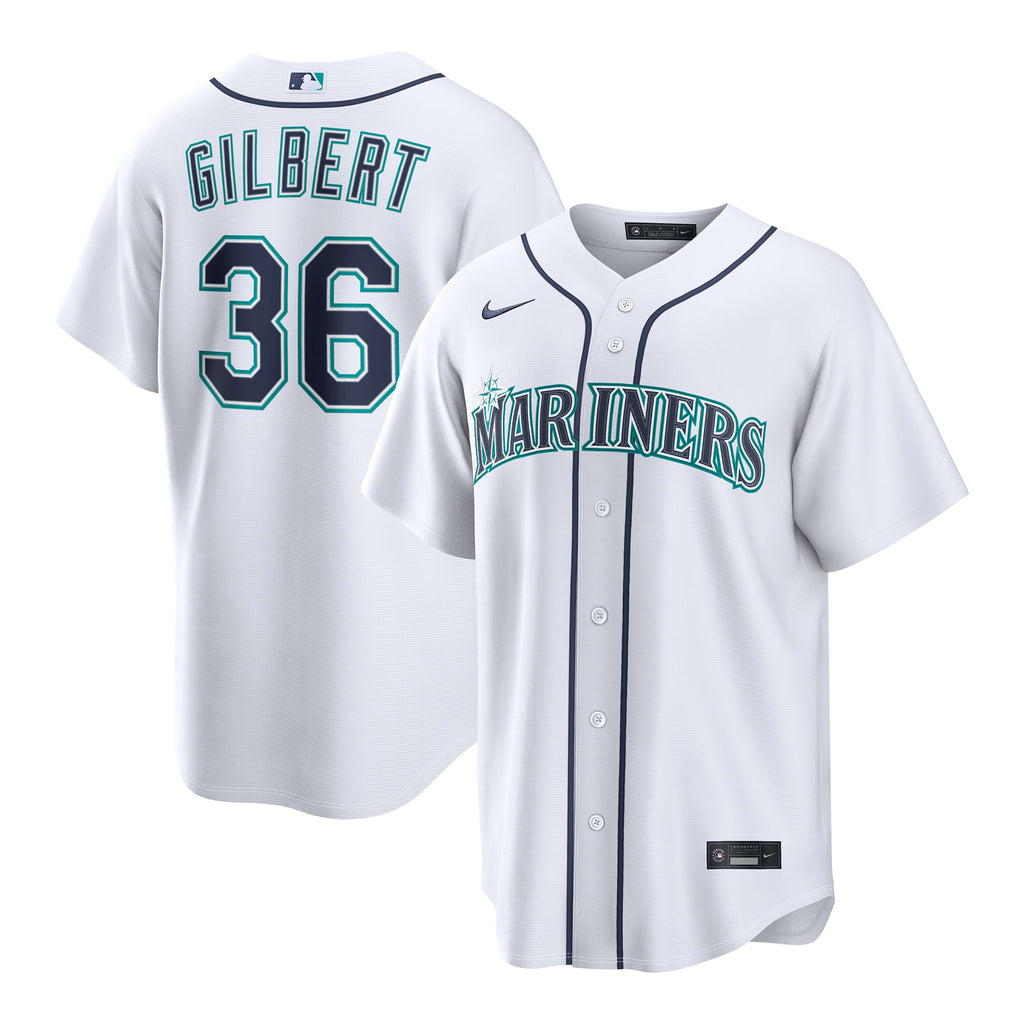 Men's Seattle Mariners Logan Gilbert Nike White Home Replica Jersey