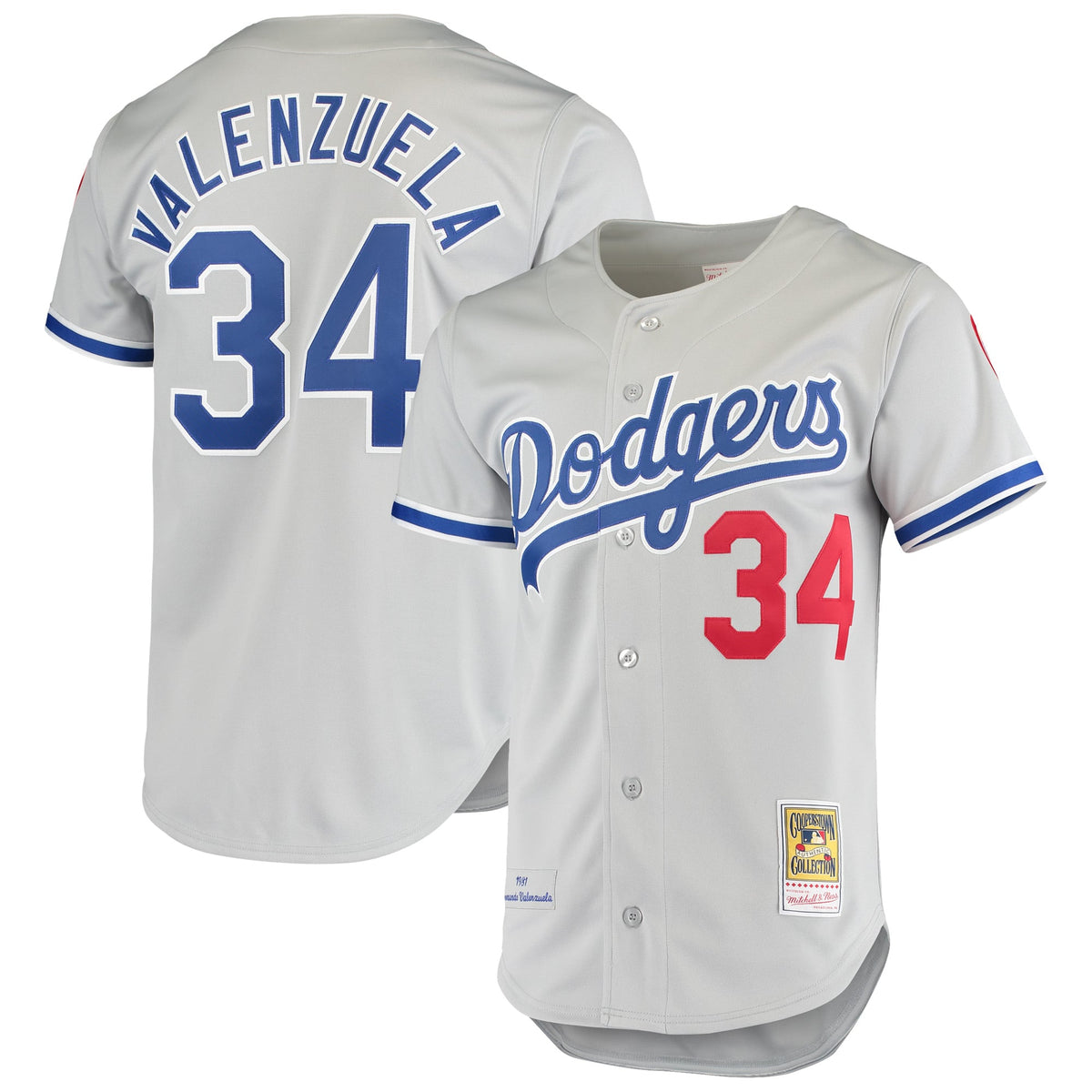 Men's Los Angeles Dodgers Fernando Valenzuela Mitchell & Ness Gray Authentic Jersey