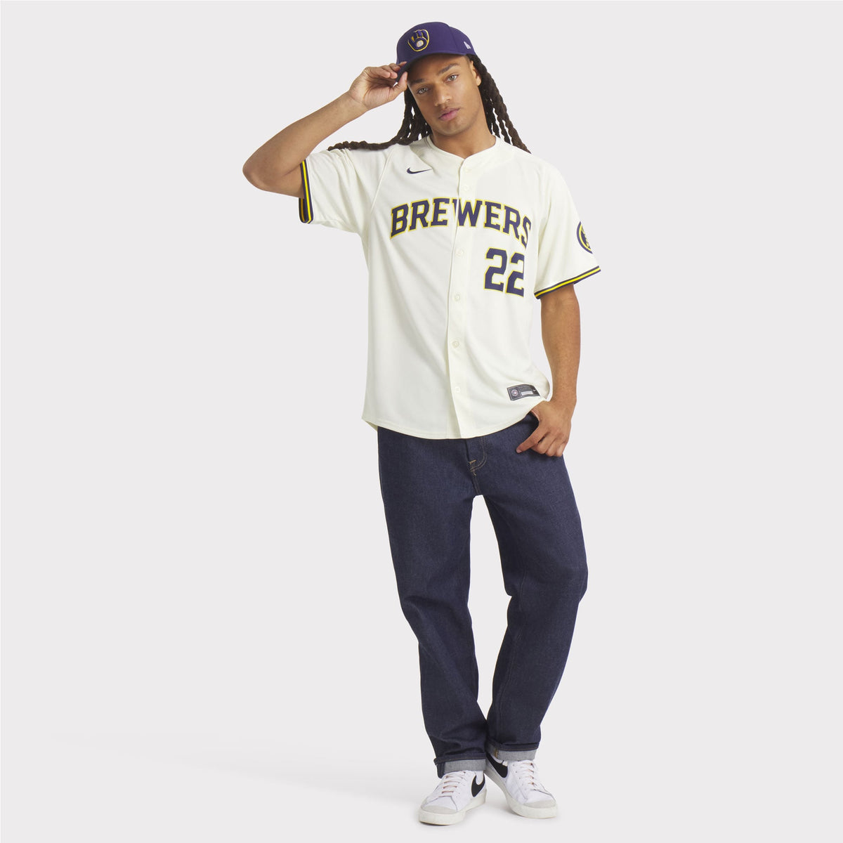 Men's Milwaukee Brewers Christian Yelich Nike Cream Home Limited Player Jersey