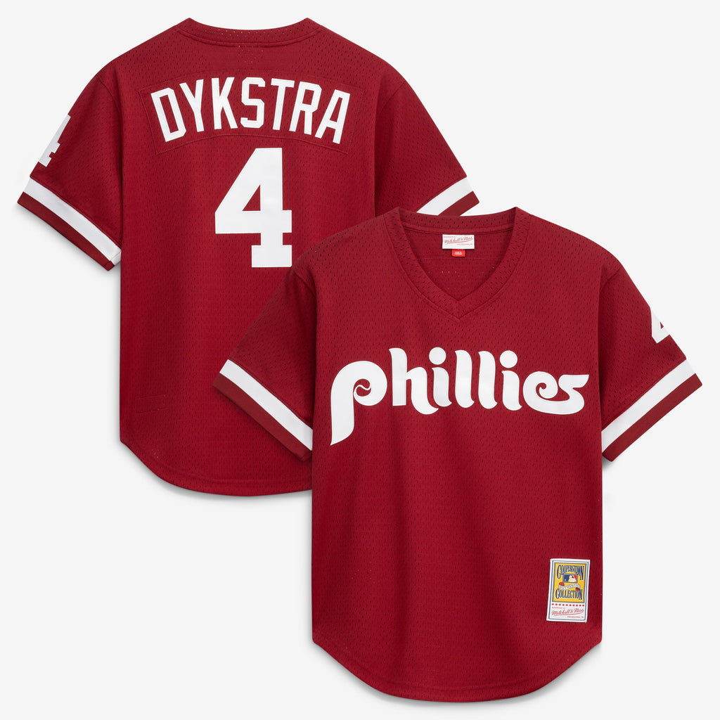 Men's Philadelphia Phillies Lenny Dykstra Mitchell & Ness Scarlet Authentic Batting Practice Jersey