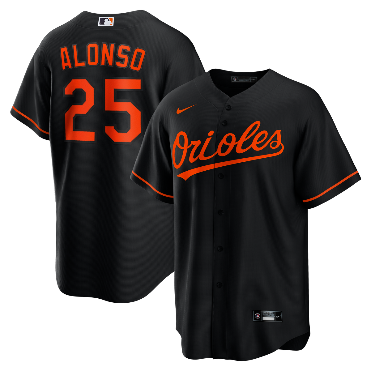 Men's Baltimore Orioles Pete Alonso Nike Black Alternate Replica Jersey