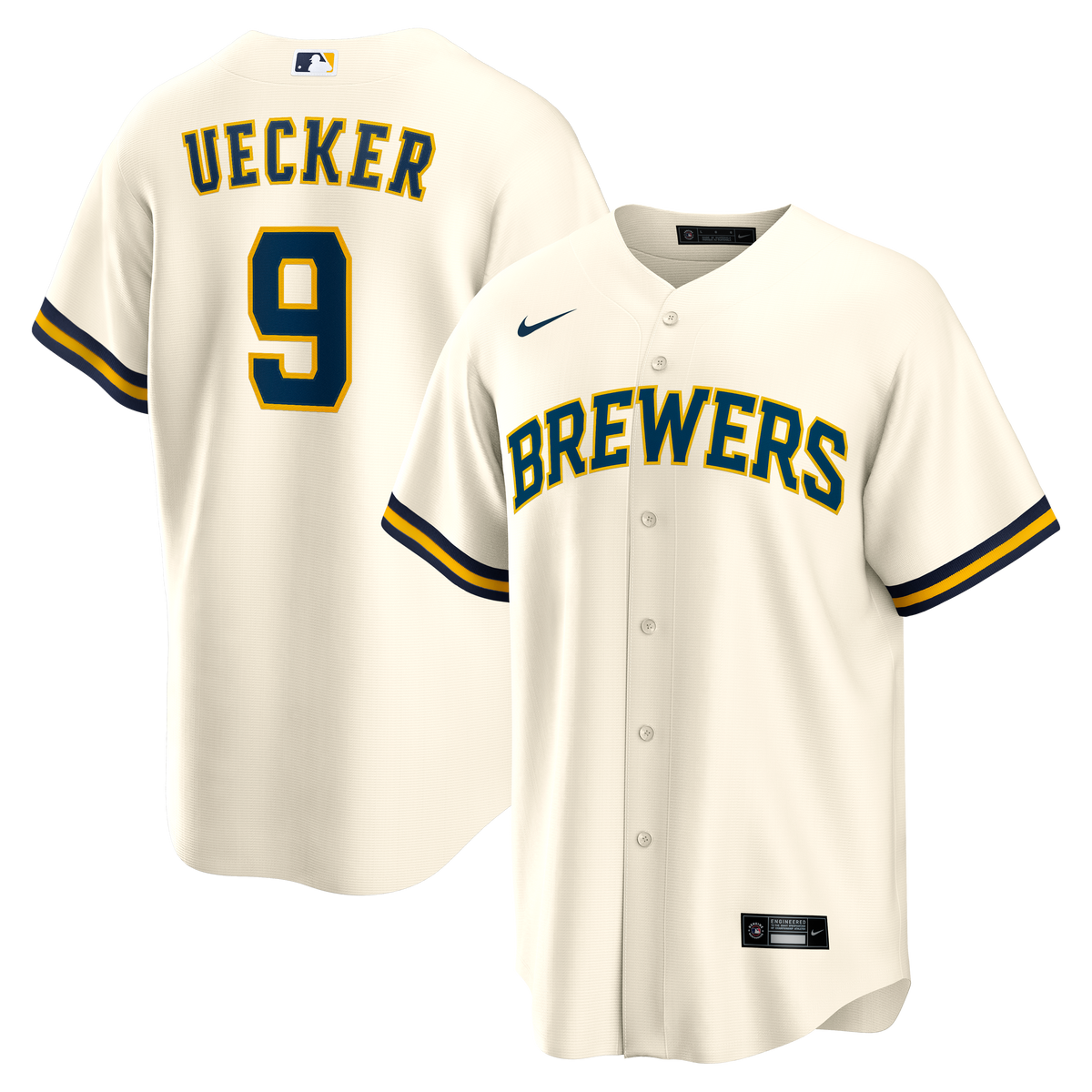 Men's Milwaukee Brewers Bob Uecker Nike Cream Home Retired Player Replica Jersey
