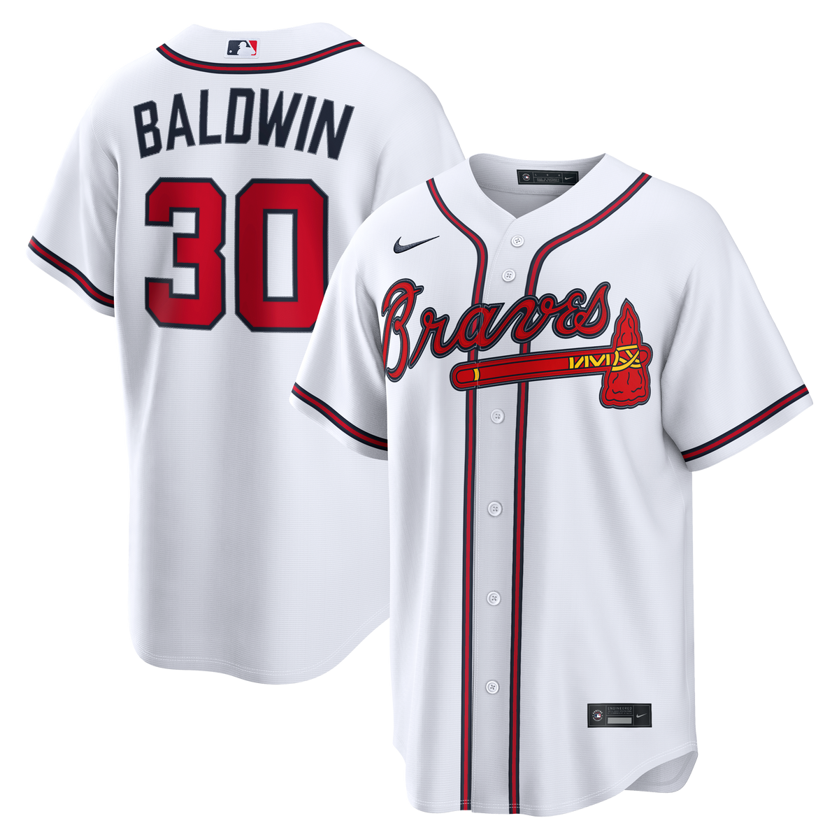 Men's Atlanta Braves Drake Baldwin Nike White Home Replica Jersey