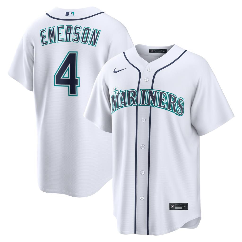 Men's Seattle Mariners Colt Emerson Nike White Home Replica Jersey