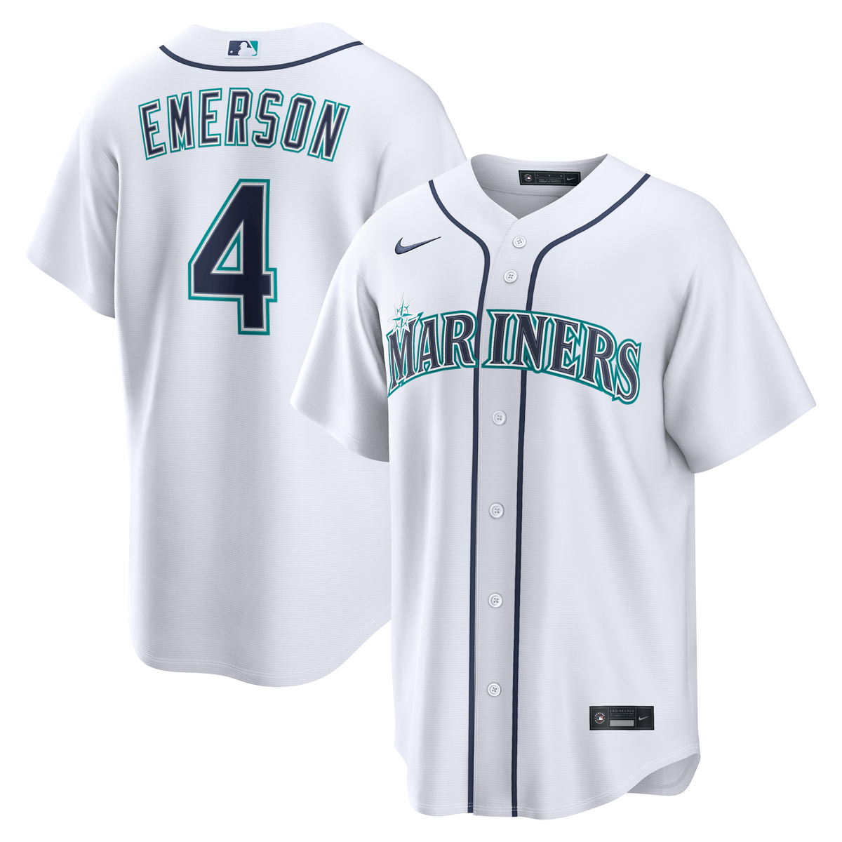 Men's Seattle Mariners Colt Emerson Nike White Home Replica Jersey