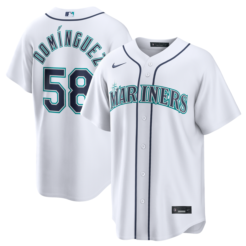 Men's Seattle Mariners Seranthony Domínguez Nike White Home Replica Jersey