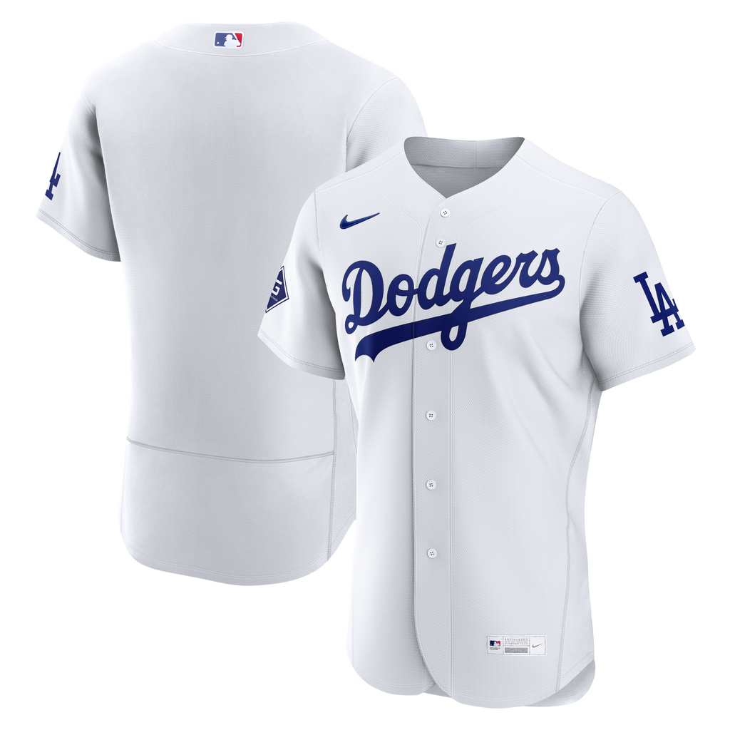Men's Los Angeles Dodgers Nike White Home Sponsor Patch Authentic Jersey