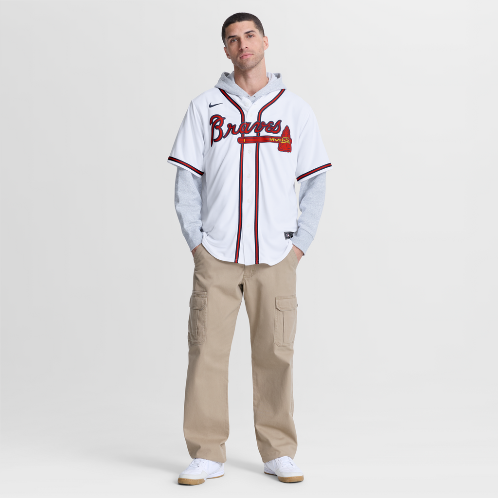 Men's Atlanta Braves Grant Holmes Nike White Home Replica Jersey