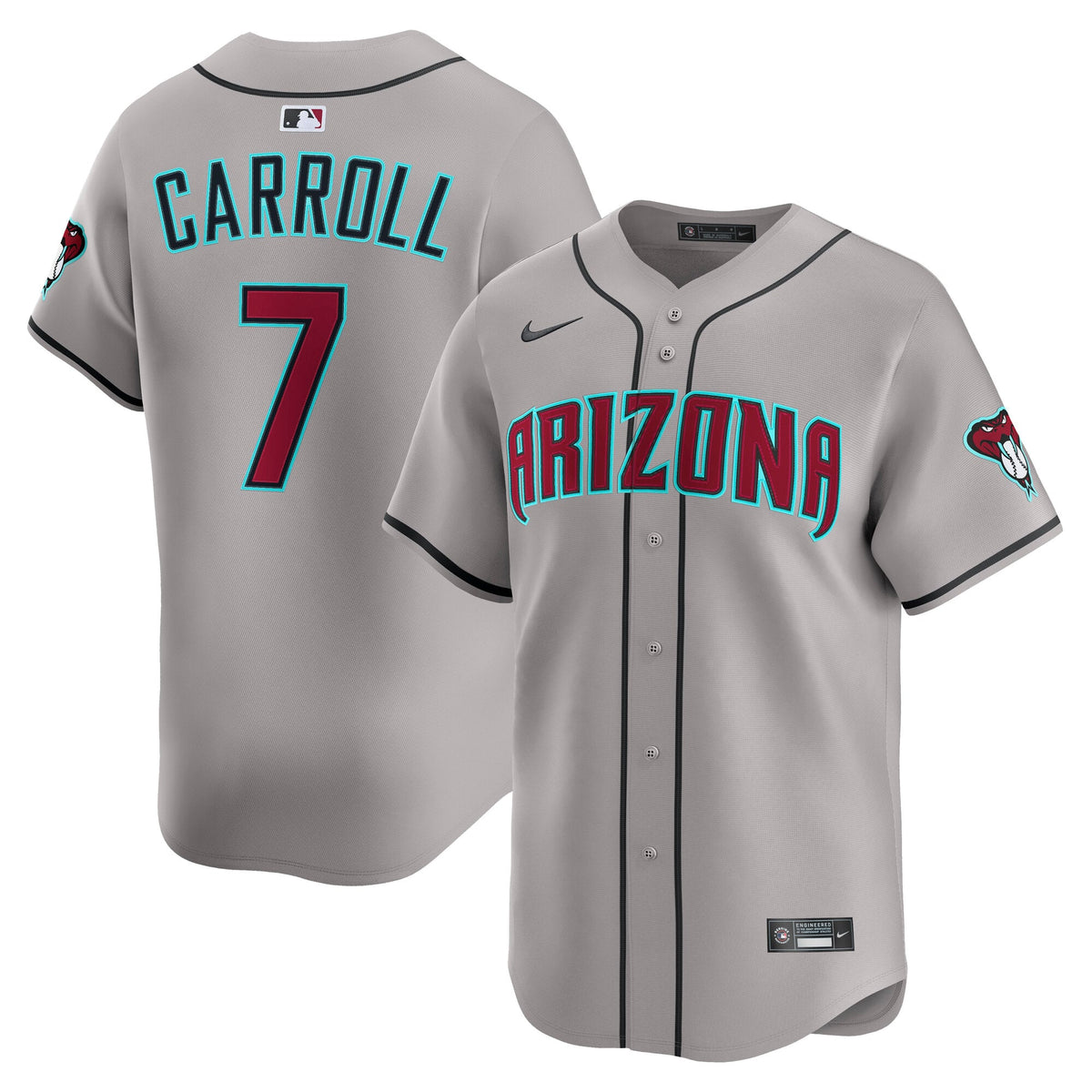 Men's Arizona Diamondbacks Corbin Carroll Nike Gray Road Limited Player Jersey