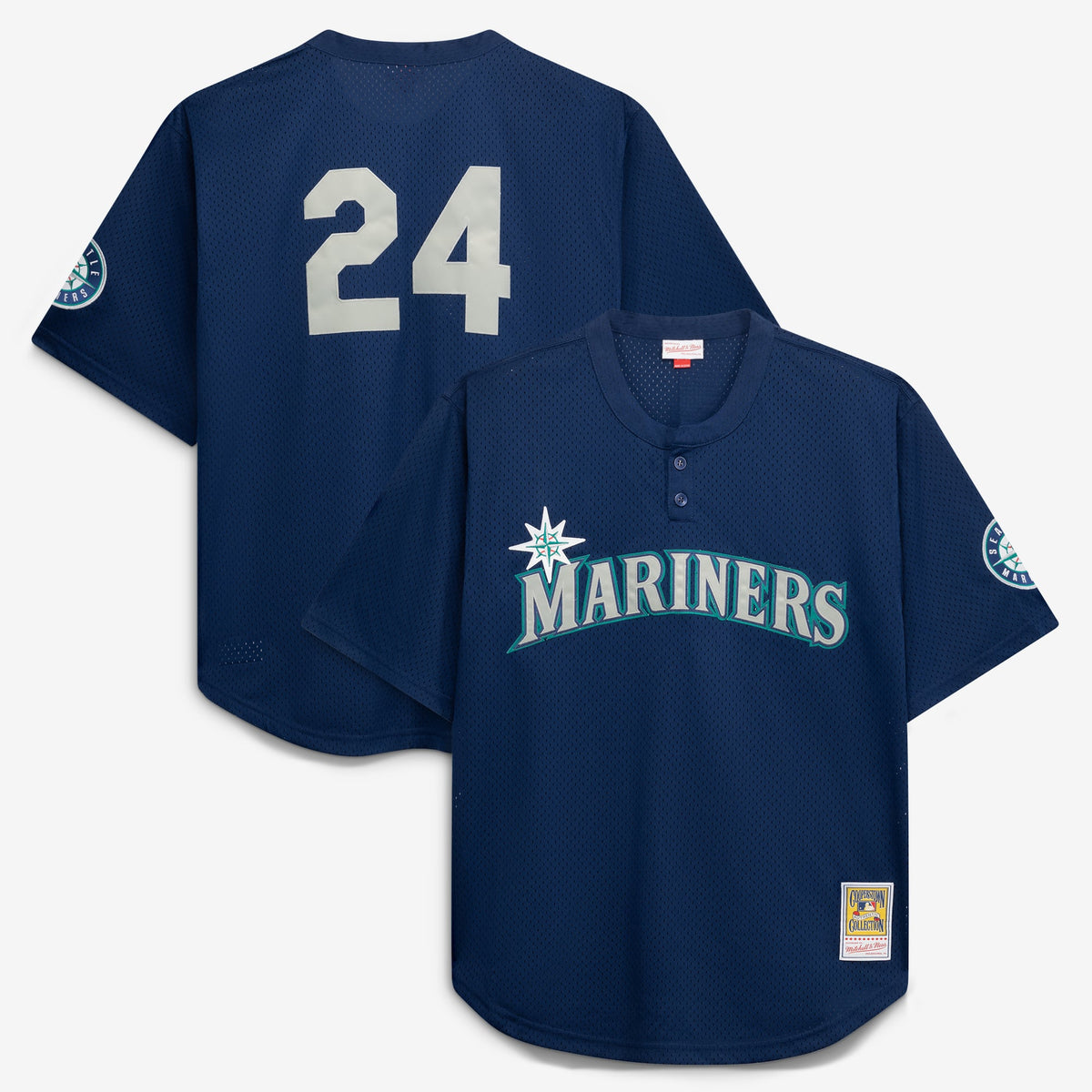 Men's Seattle Mariners Mitchell & Ness Navy Big & Tall Cooperstown Collection Mesh Batting Practice Jersey