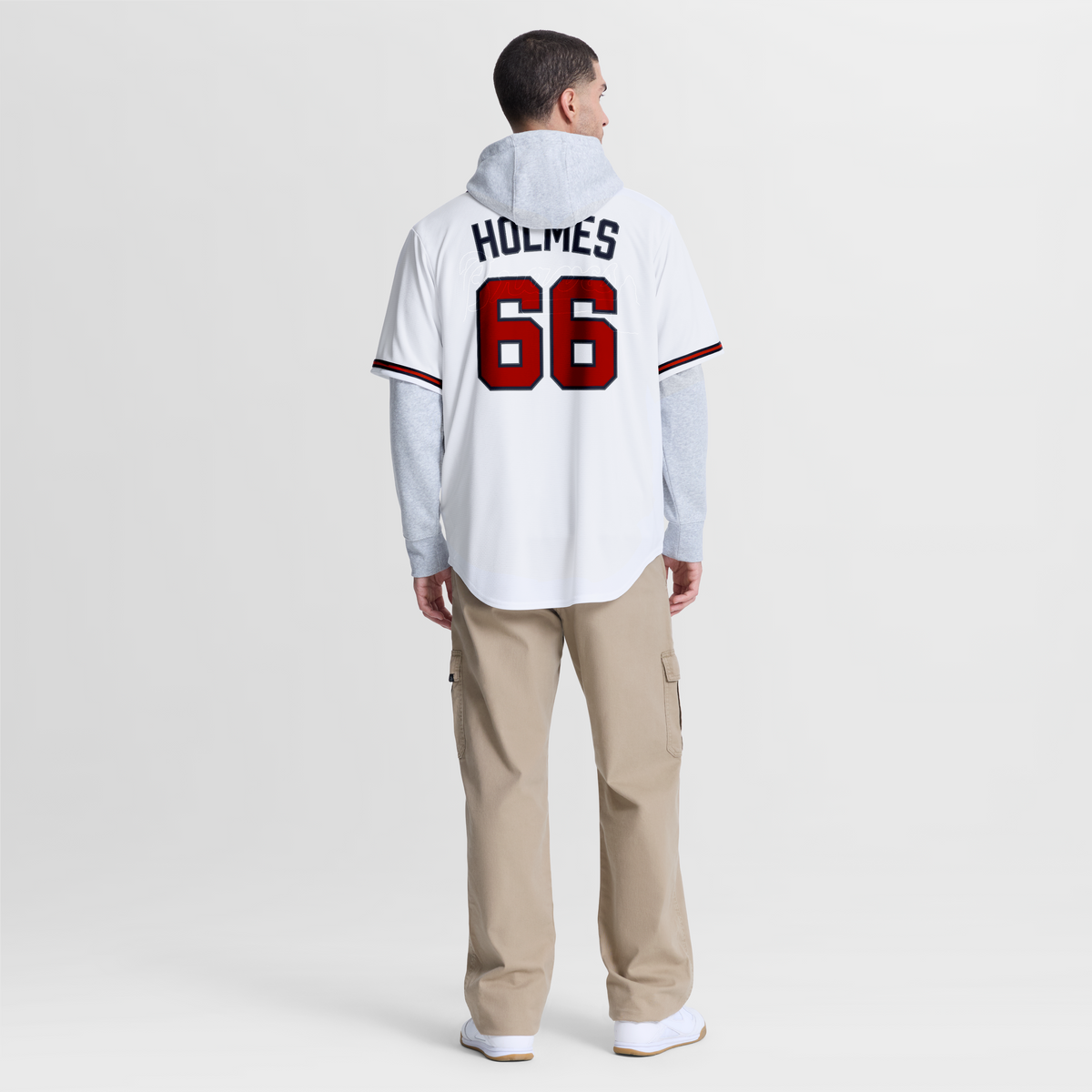 Men's Atlanta Braves Grant Holmes Nike White Home Replica Jersey