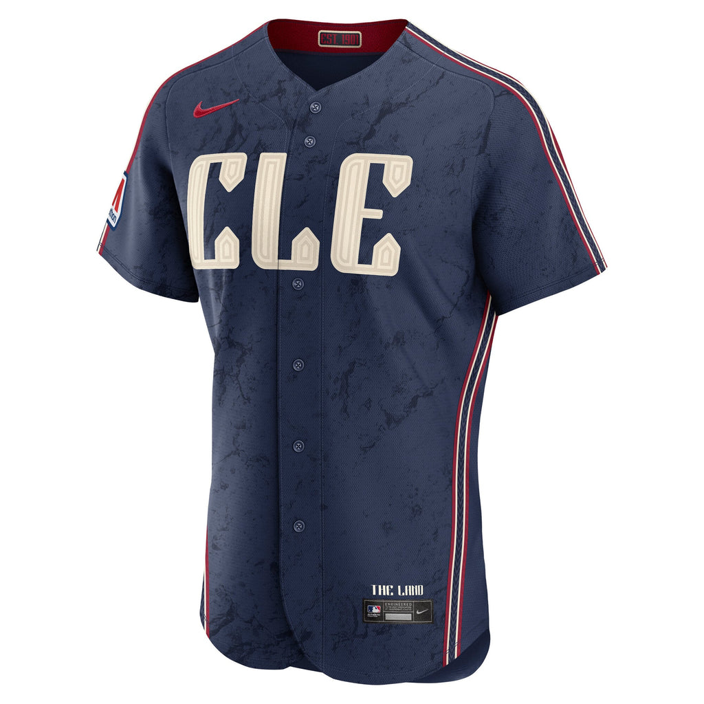 Men's Cleveland Guardians Nike Navy City Connect Authentic Sponsor Patch Jersey