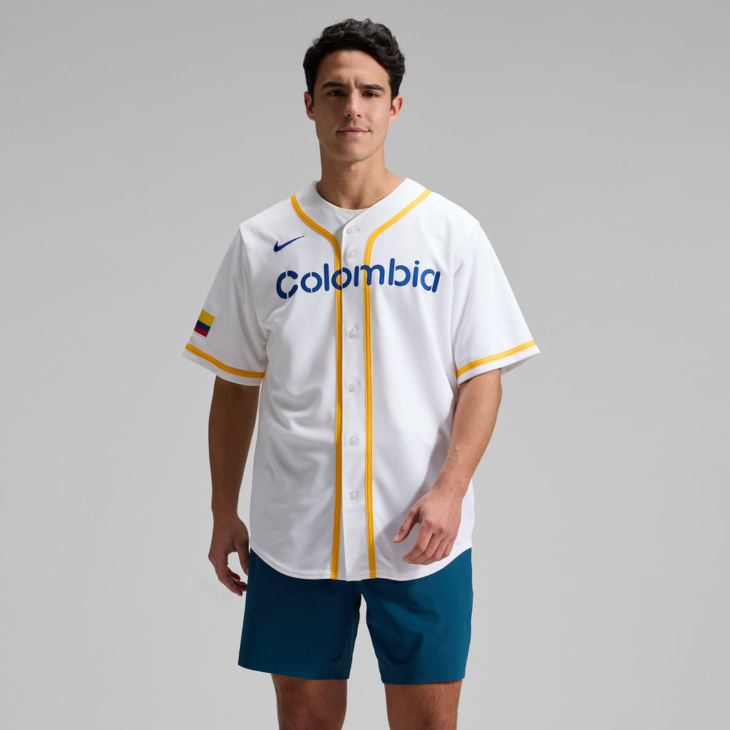 Men's Colombia Baseball Nike White 2026 World Baseball Classic Home Stadium Jersey