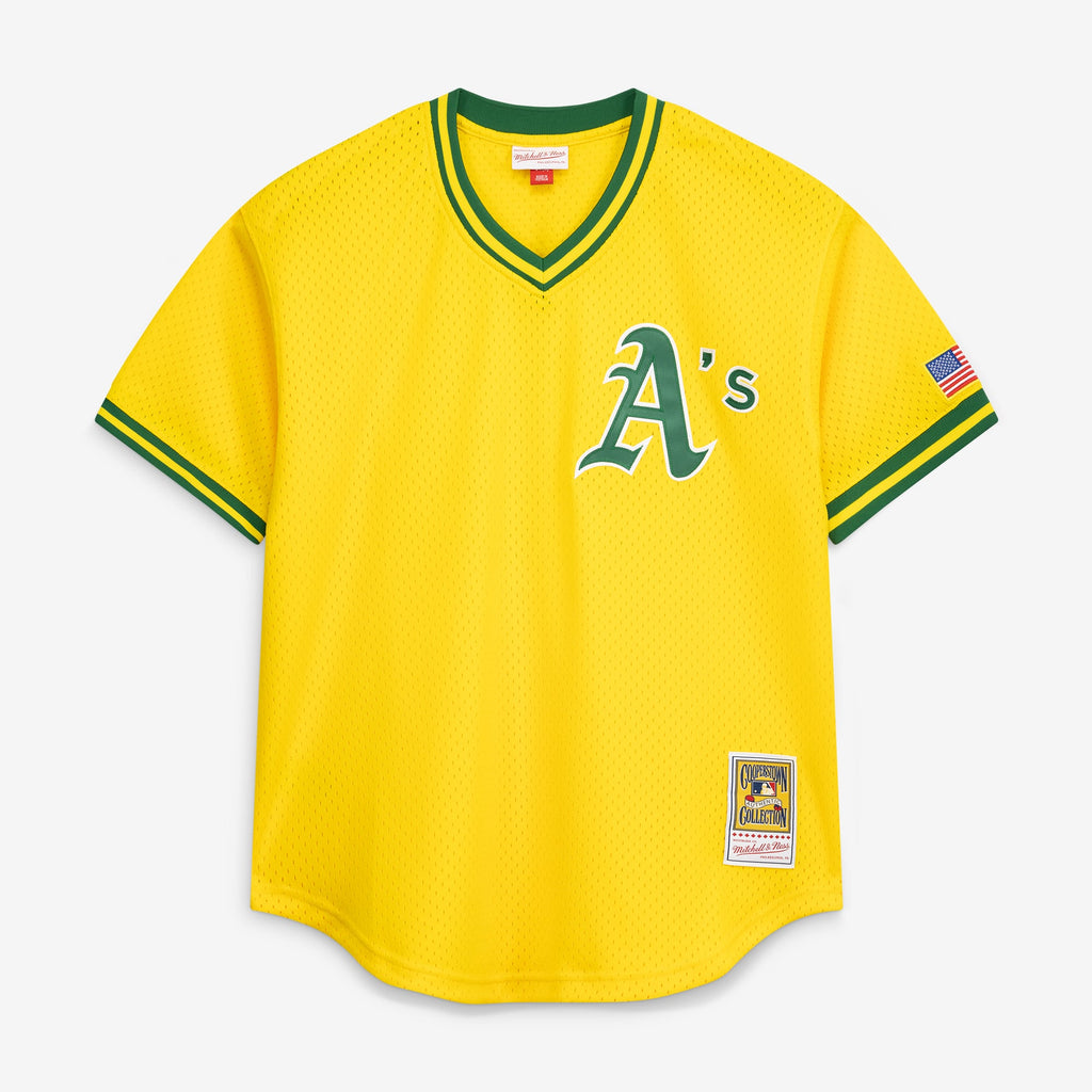 Men's Athletics Rickey Henderson Mitchell & Ness Yellow Authentic Batting Practice Jersey