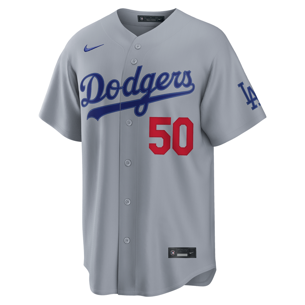 Men's Los Angeles Dodgers Mookie Betts Nike Gray Stadium Jersey