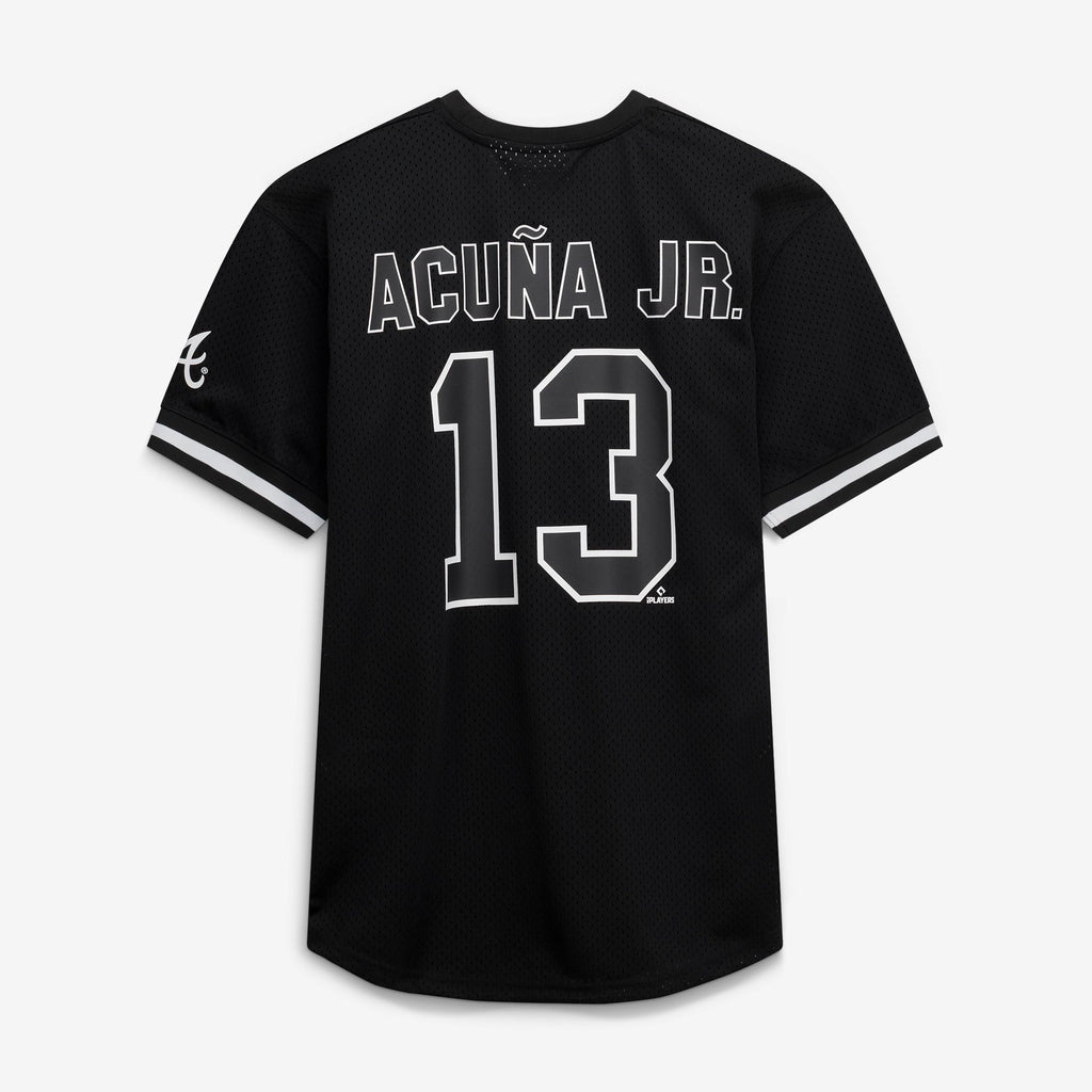 Men's Atlanta Braves Ronald Acuña Jr. Fanatics Black/White Big & Tall Heavyweight Mesh Jersey
