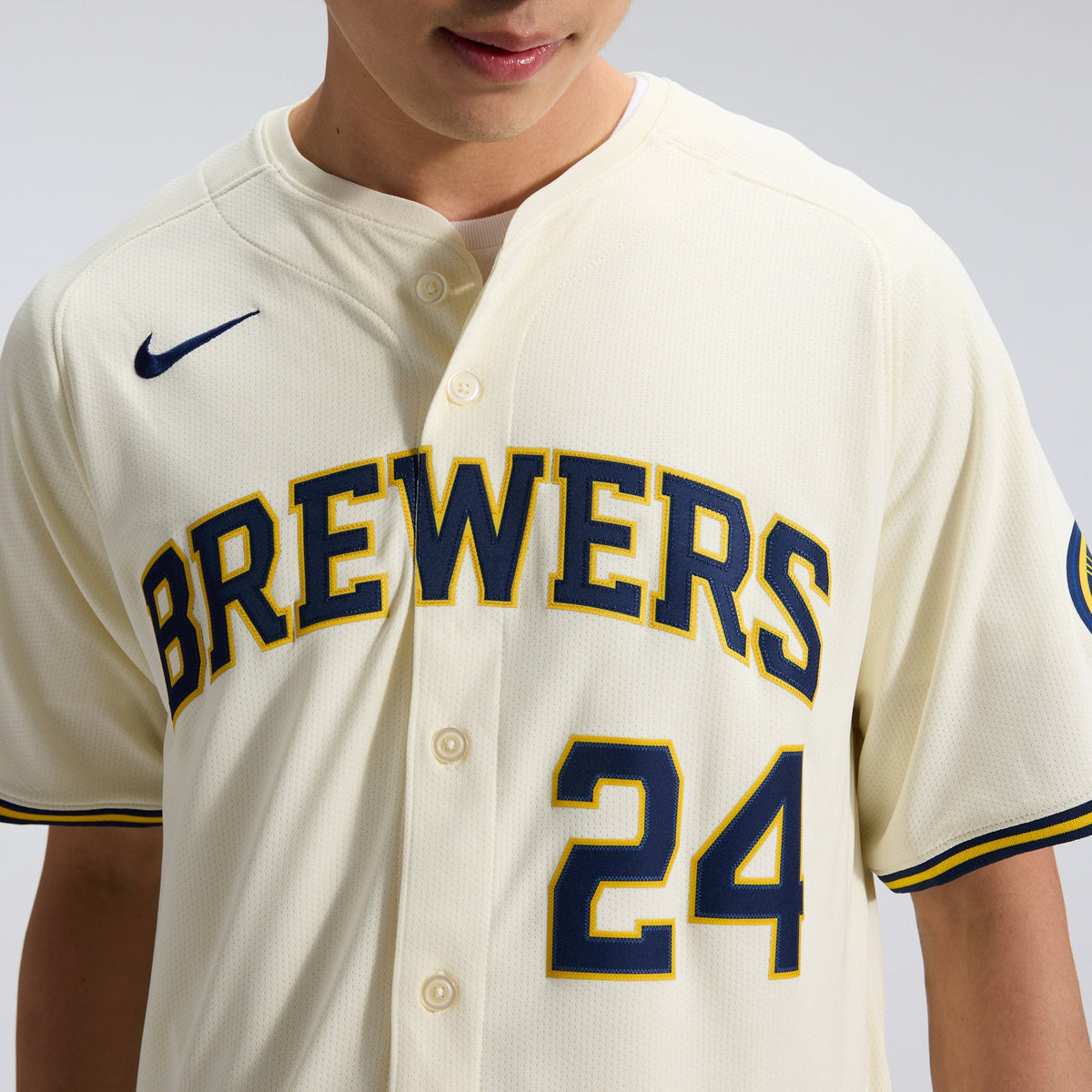 Men's Milwaukee Brewers William Contreras Nike Cream Home Limited Player Jersey