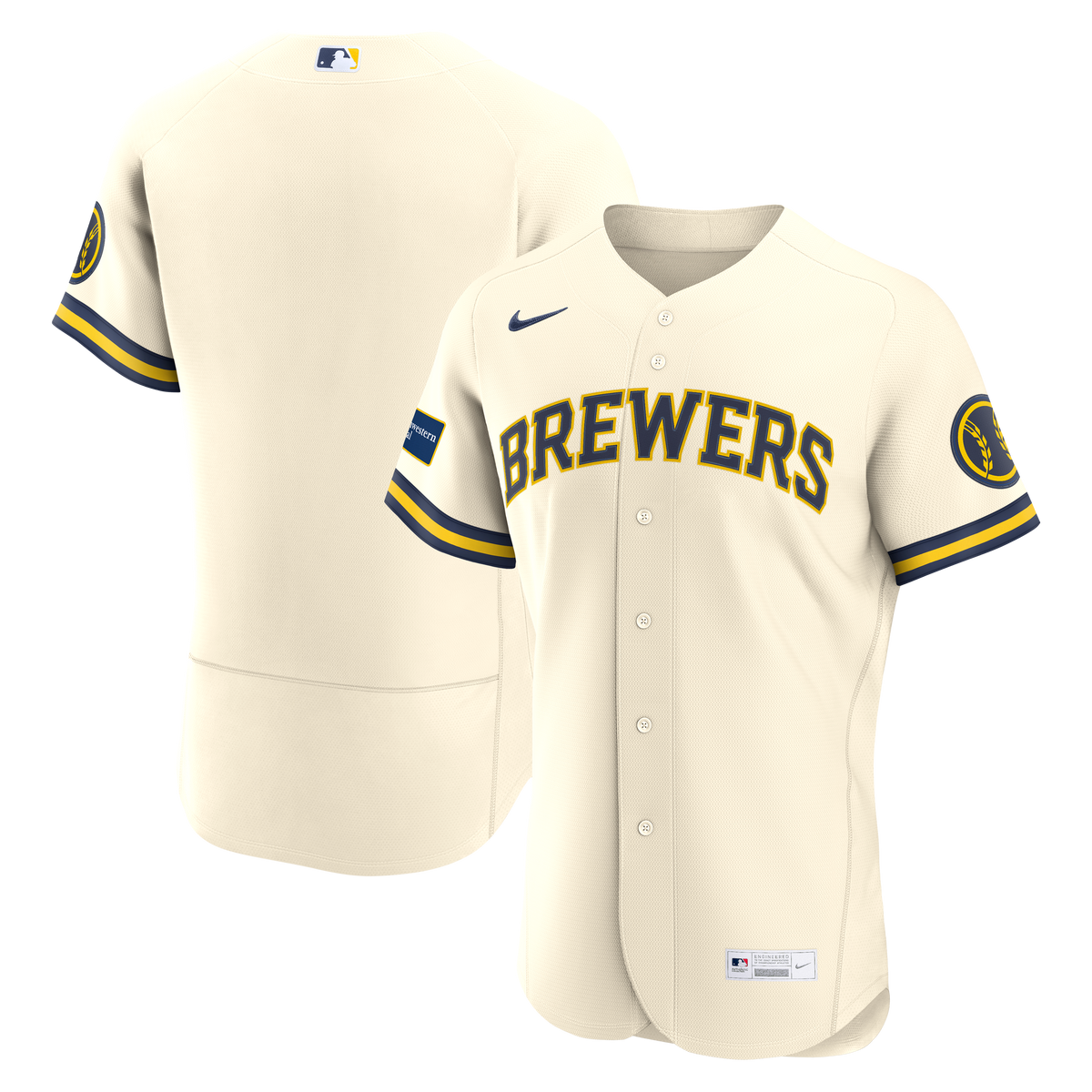 Men's Milwaukee Brewers Nike Cream Home Sponsor Patch Authentic Jersey