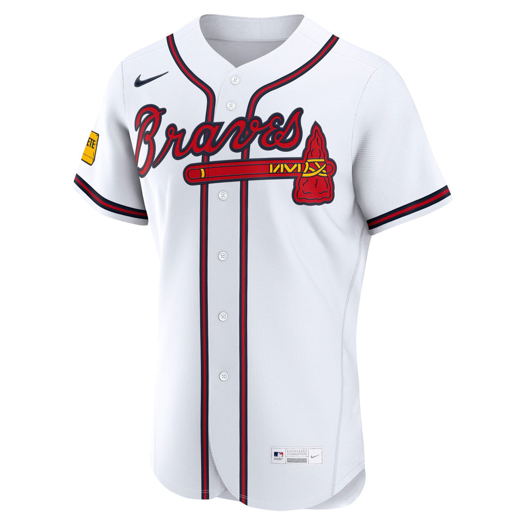 Men's Atlanta Braves Nike White Home Sponsor Patch Authentic Jersey
