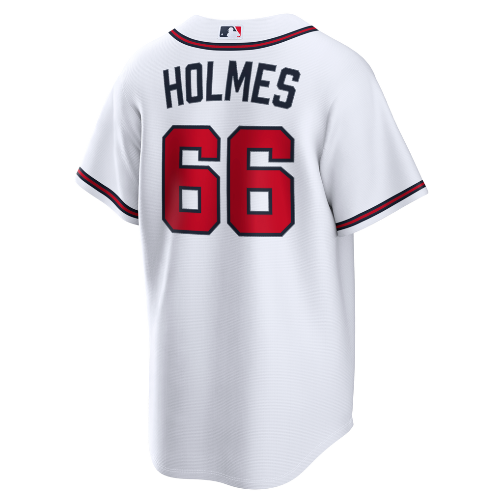 Men's Atlanta Braves Grant Holmes Nike White Home Replica Jersey