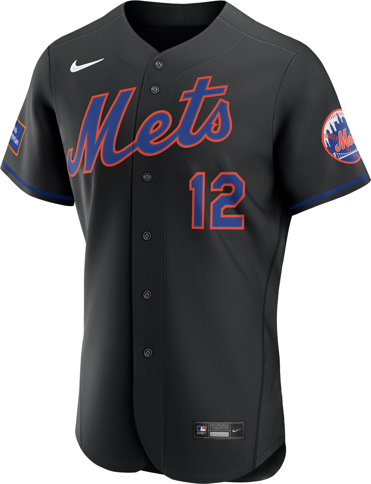 Men's New York Mets Francisco Lindor Nike Black Alternate Authentic Sponsor Patch Jersey