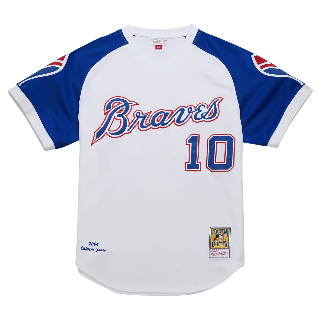 Men's Atlanta Braves Chipper Jones Mitchell & Ness White 2004 Cooperstown Collection Authentic Throwback Jersey