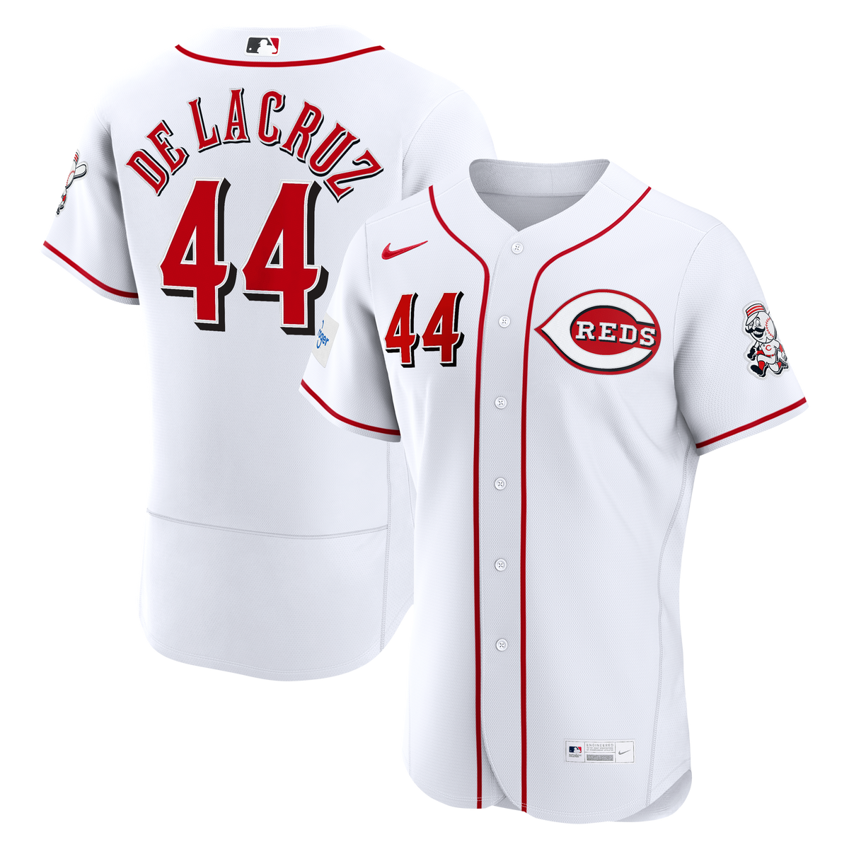 Men's Cincinnati Reds Elly De La Cruz Nike White Home Authentic Sponsor Patch Jersey