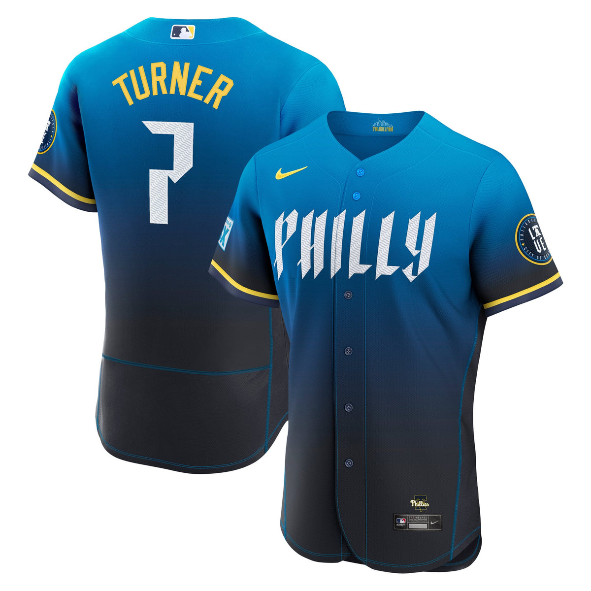 Men's Philadelphia Phillies Trea Turner Nike Navy City Connect Authentic Sponsor Patch Jersey