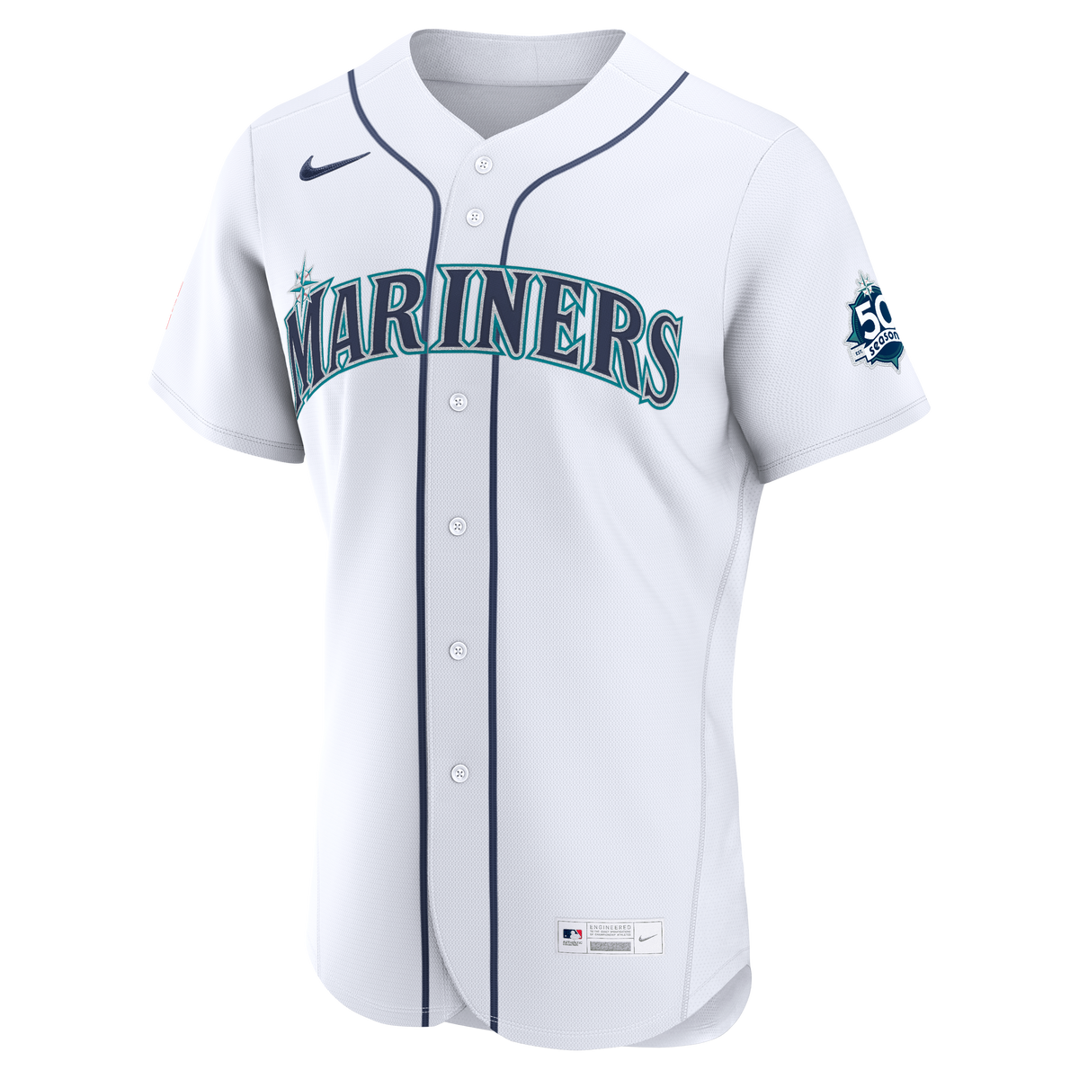 Men's Seattle Mariners Josh Naylor Nike White Home 50th Season Authentic Jersey