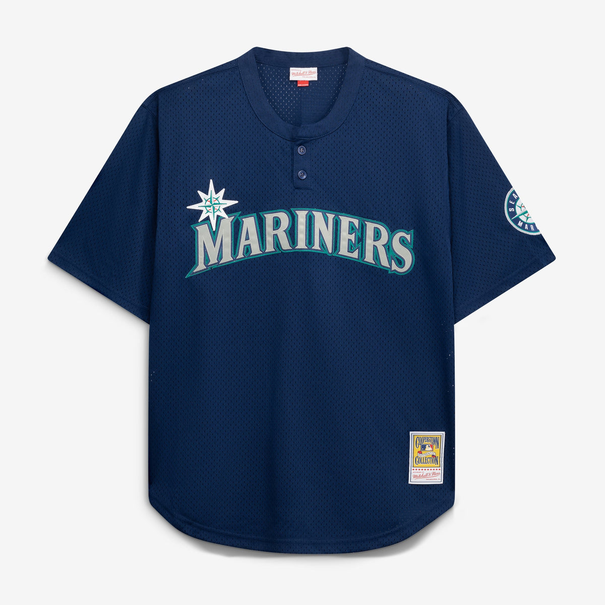 Men's Seattle Mariners Mitchell & Ness Navy Big & Tall Cooperstown Collection Mesh Batting Practice Jersey