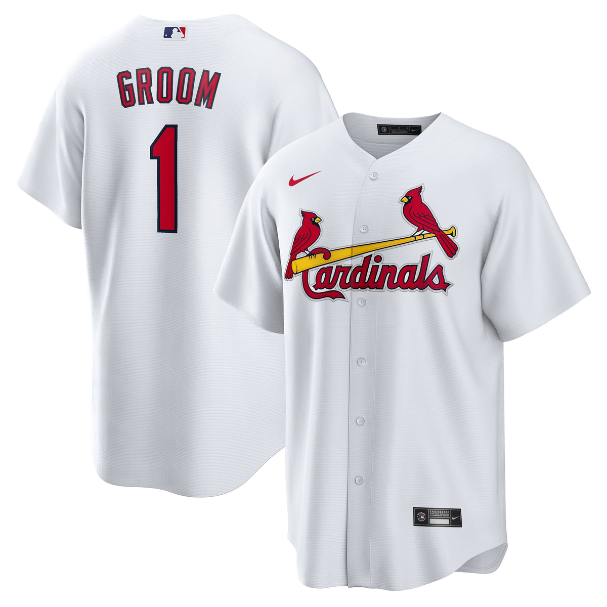 Men's St. Louis Cardinals  Nike White #1 Groom Home Replica Jersey