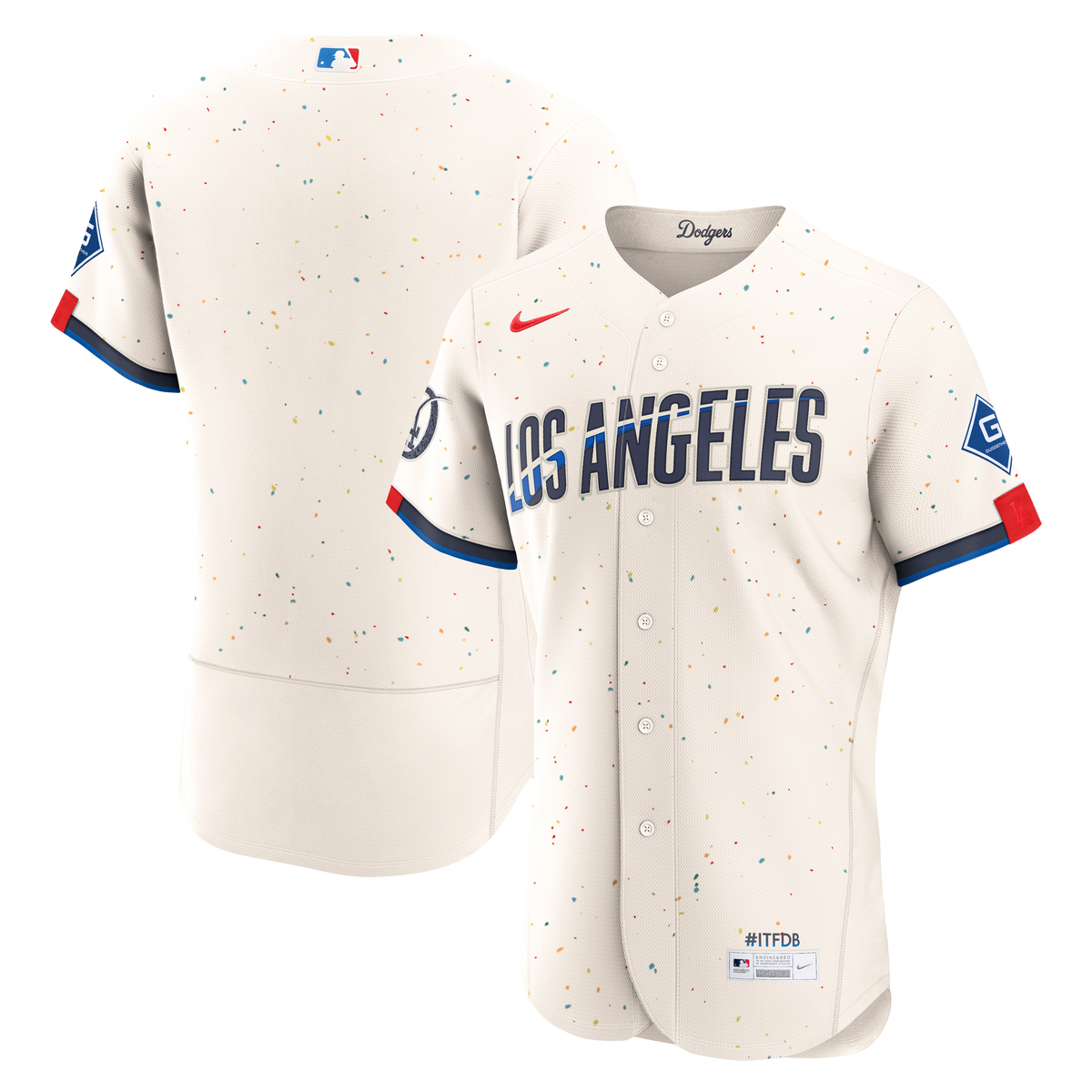 Men's Los Angeles Dodgers Nike Cream City Connect Authentic Sponsor Patch Jersey