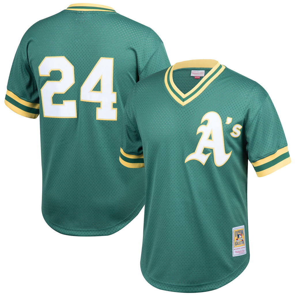 Men's Athletics Rickey Henderson Mitchell & Ness Green Cooperstown Collection Big & Tall Mesh Batting Practice Jersey