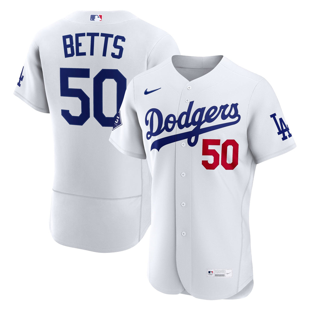Men's Los Angeles Dodgers Mookie Betts Nike White Home Authentic Sponsor Patch Jersey