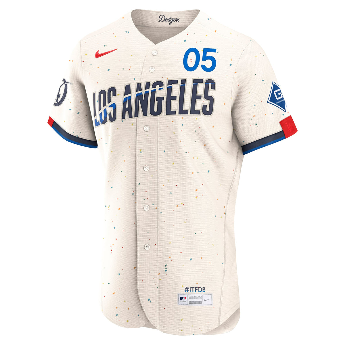 Men's Los Angeles Dodgers Freddie Freeman Nike Cream City Connect Authentic Sponsor Patch Jersey
