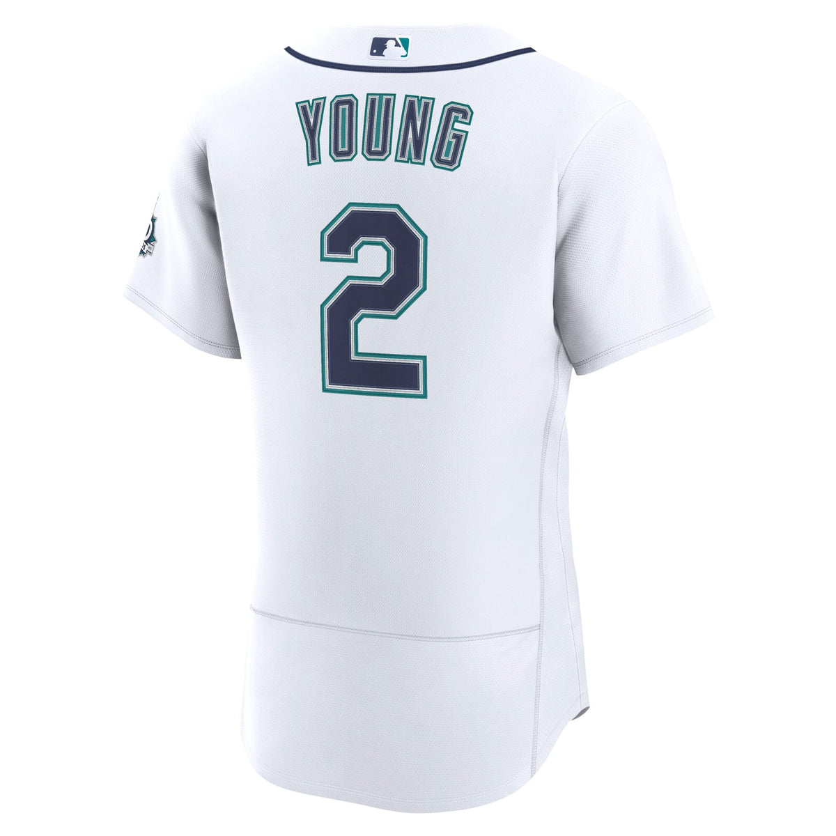Men's Seattle Mariners Cole Young Nike White Home 50th Season Authentic Jersey