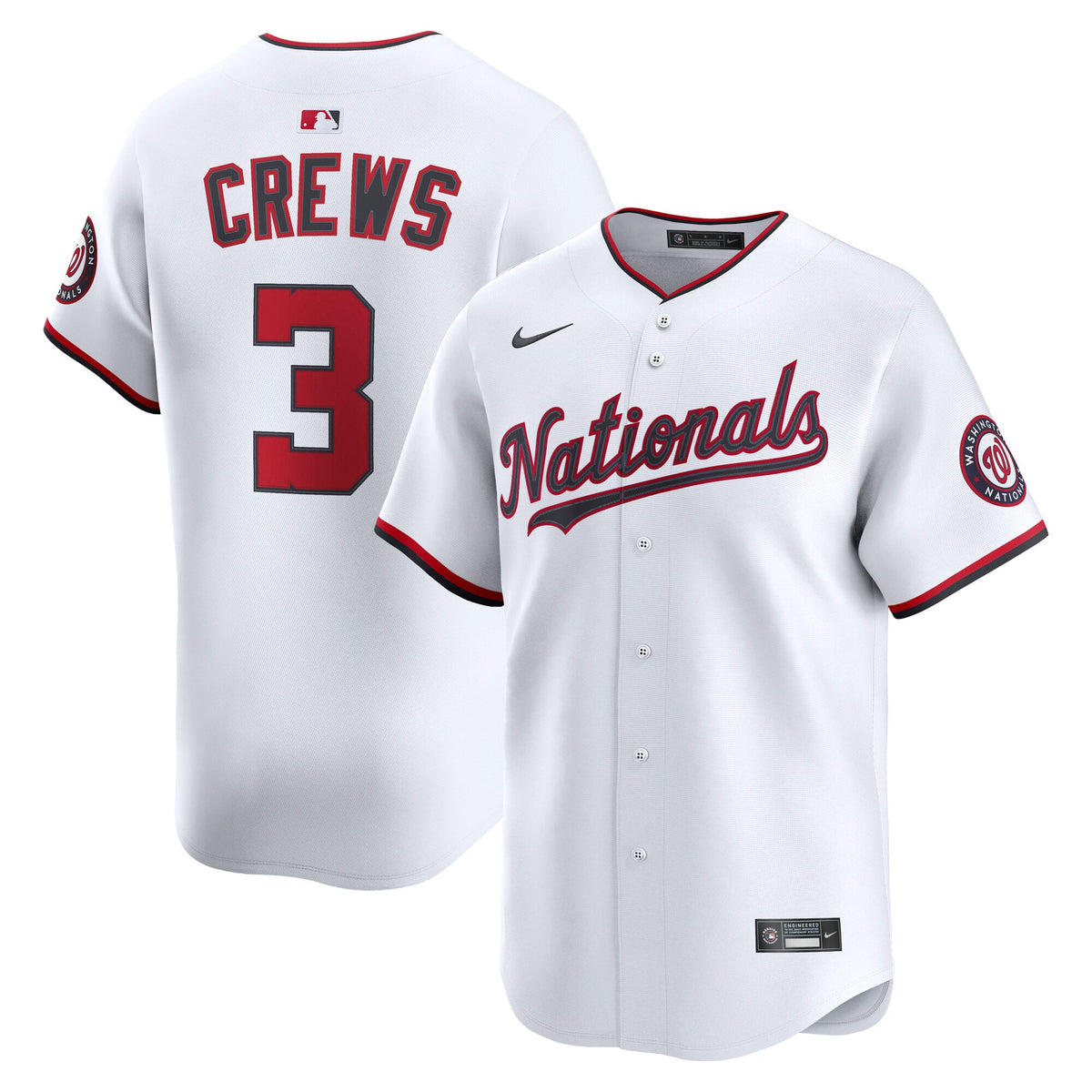 Men's Washington Nationals Dylan Crews Nike White Home Limited Player Jersey