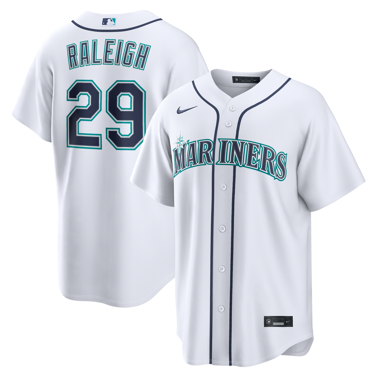 Men's Seattle Mariners Cal Raleigh Nike White Home Replica Jersey
