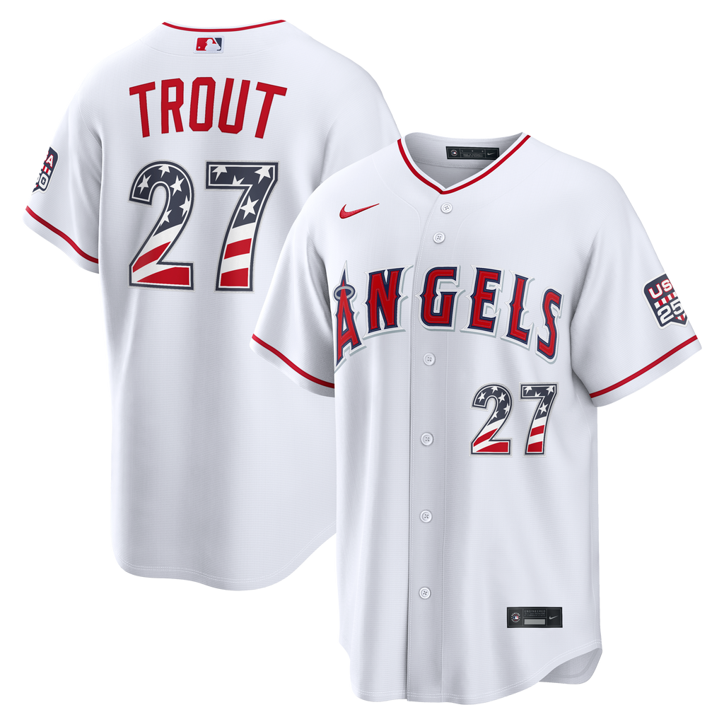Fourth of July Men's Los Angeles Angels Mike Trout Nike White USA 250 Stadium Jersey